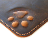 Tapis de souris en cuir véritable fabriqué à la main, doux, vintage, style rétro, patte de chien, chat DavisCase