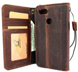 Véritable étui en cuir foncé pour Google Pixel 3 XL livre portefeuille fait à la main support rétro luxe magnétique Jafo 1948