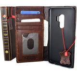 Genuine vintage leather Case for Samsung Galaxy S9 Plus book wallet bible strap cover cards slots Jafo wireless charging Dark