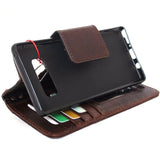 Genuine vintage leather case for Samsung Galaxy Note 8 book wallet magnet closure cover cards slots brown slim daviscase