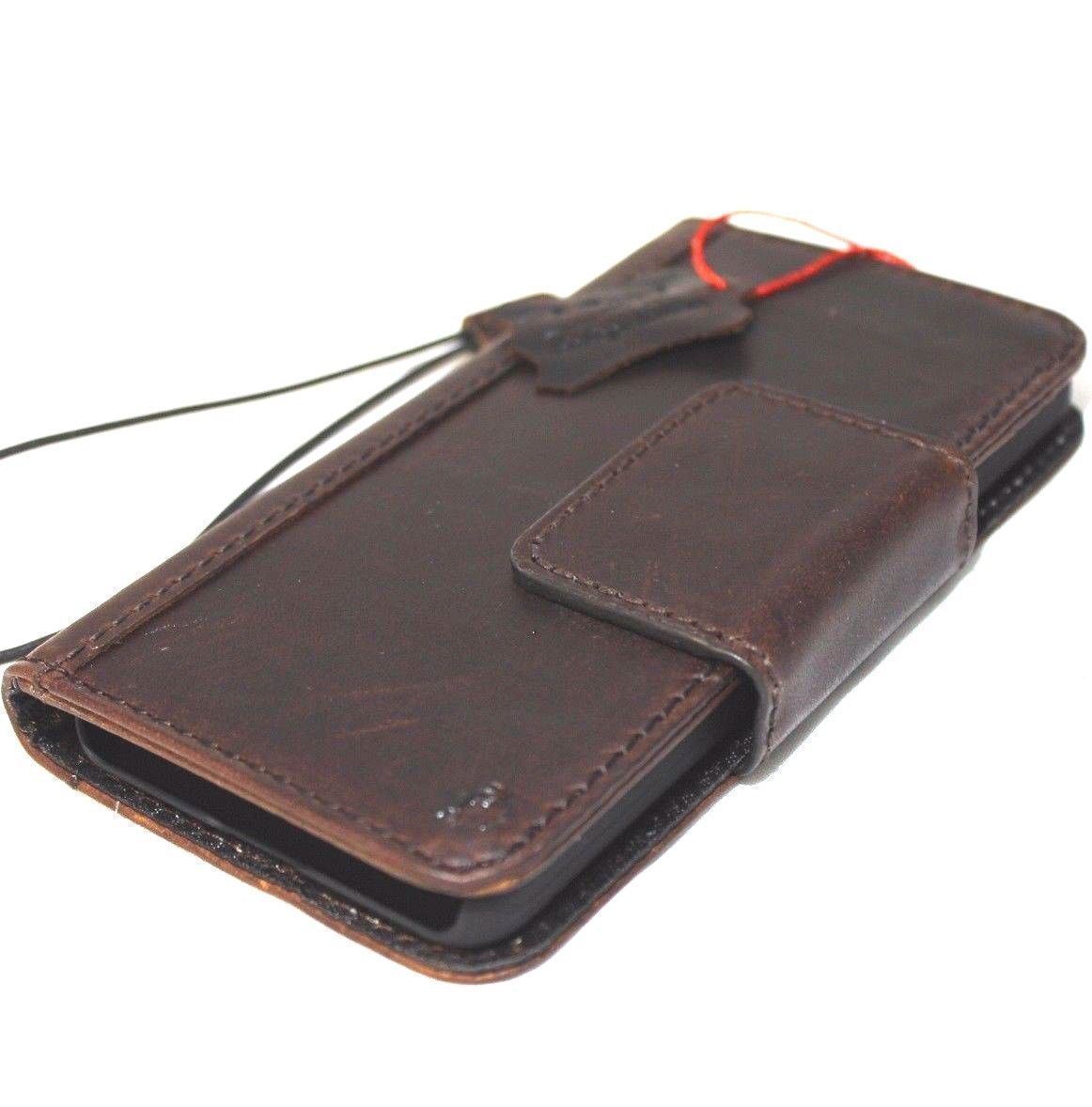 Handmade genuine Italian oiled leather wallet case for Samsung Galaxy S8 Active, featuring a book-style design and magnetic closure.
