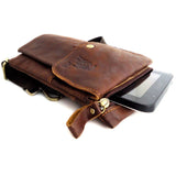 Genuine Leather Shoulder Bag with Zipper Pocket Waist Tablet Pouch Ipad Mini Daviscase