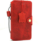 Genuine Soft Red Leather Case For Apple iPhone 12 Book Wallet Vintage Design Credit Cards Slots Slim Cover Full Grain DavisCase