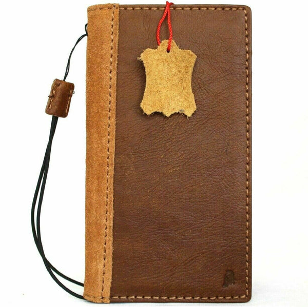Genuine Soft Leather Case for Samsung Galaxy S21 Plus 5G Book Wallet Cover Cards Tan Suede Style Wireless charging holder luxury rubber ID window Davis