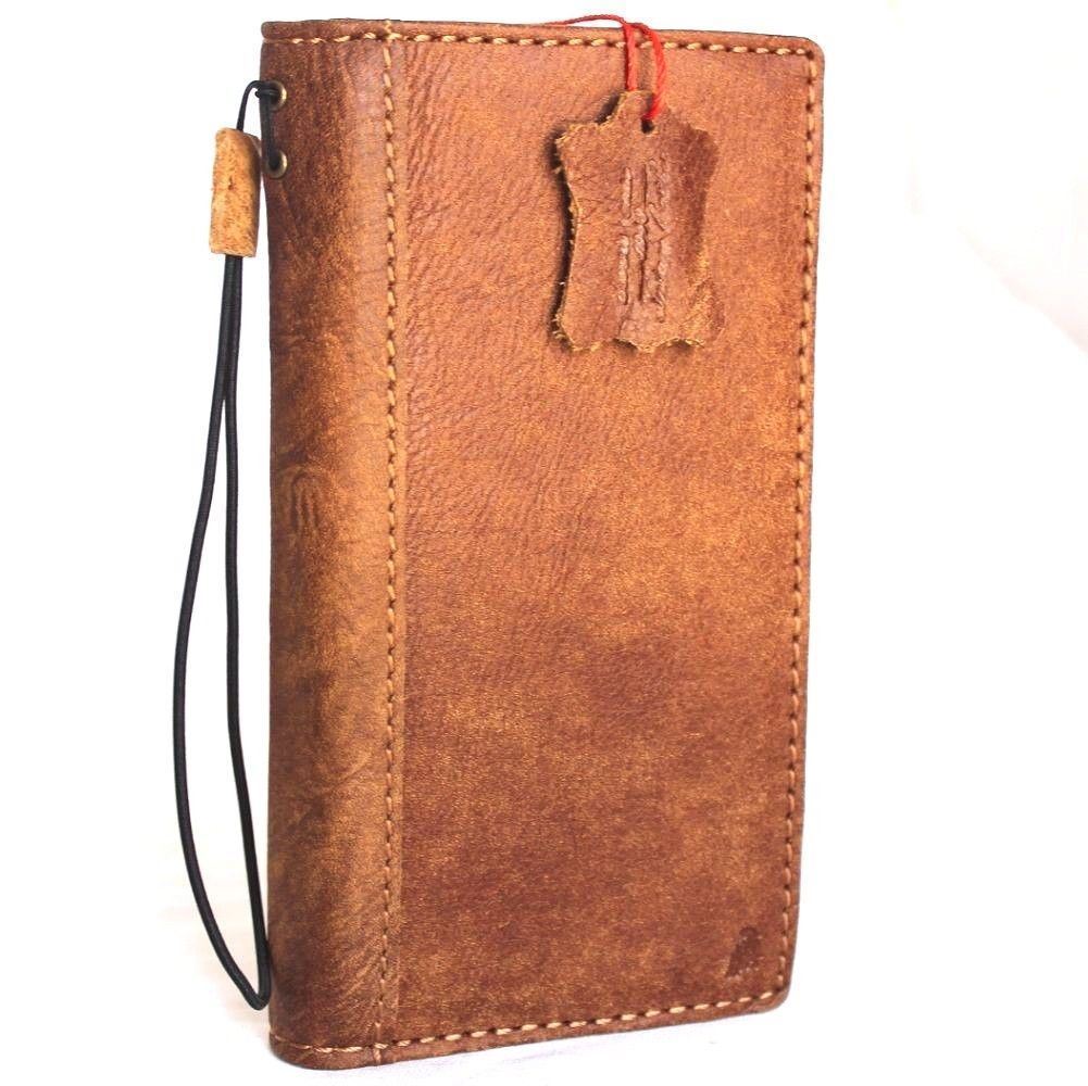 Genuine Italian leather Samsung Galaxy S8 wallet case with card slots, handmade slim phone cover, business style.