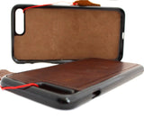 Étui en cuir véritable foncé pour iPhone 8 et 7, portefeuille, support mince, livre de luxe rétro + support magnétique pour voiture Davis