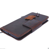Genuine Real Leather Case for Huawei Nexus 6P Book Wallet magnet closure cover Handmade Retro Luxury Art brown daviscase