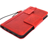 Genuine vintage leather Case for Samsung Galaxy S8 book wallet magnet cover Red daviscase