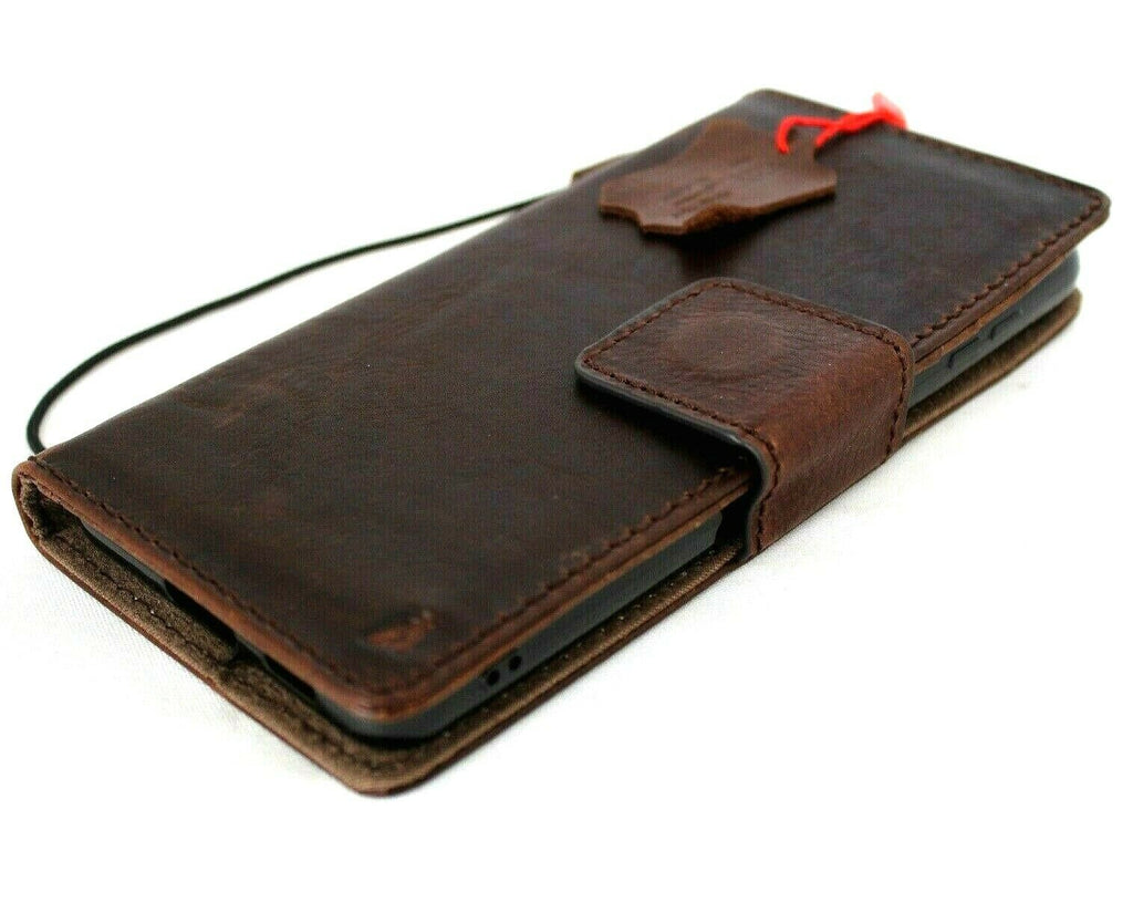 Daviscase genuine full leather Galaxy S22 Plus 5G wallet case with ID window, magnetic stand, slim design, and card slots.