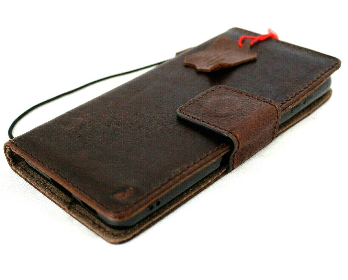 Daviscase genuine full leather Galaxy S22 Plus 5G wallet case with ID window, magnetic stand, slim design, and card slots.