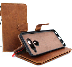 Genuine leather case for LG V40 Thin book wallet cover soft vintage detachable cards slots slim magnetic holder daviscase