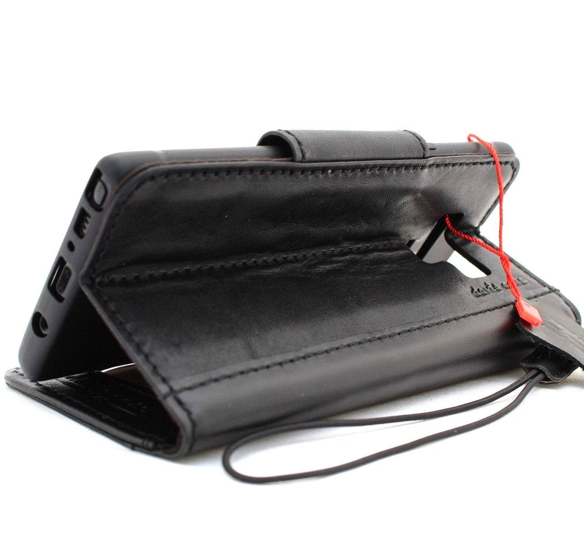 Black genuine vintage leather Samsung Galaxy Note 9 case with card slots, magnetic closure, slim design, handmade by vendor-unknown