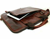 Genuine Leather Shoulder HandBag Messenger Bag Crossbody Business Laptop Ipad brown Classic  Briefcase Daviscase