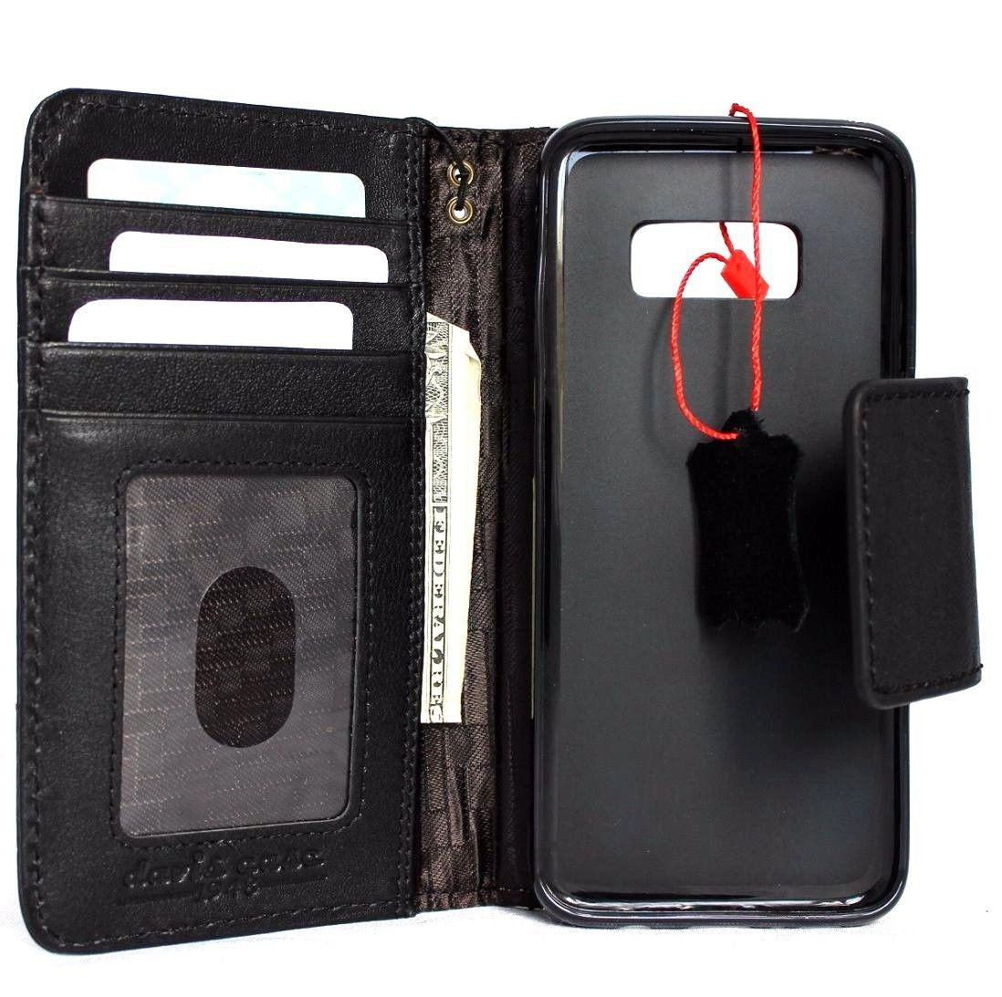 Handmade genuine Italian leather Samsung Galaxy S8 wallet case with magnetic closure, business style, made for protection and elegance.