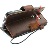 Véritable étui en cuir vintage pour LG G8 livre portefeuille détachable magnétique Couverture amovible mince fentes pour cartes marron fait à la main daviscase 8