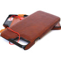 Vintage leather iPhone 8 Plus case, handmade slim book-style holder cover with luxury leather finish.