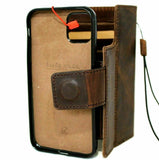 Schutzhülle aus echtem, natürlichem, dunklem Leder für Apple iPhone 11, Brieftasche, Kreditkarten, Ausweisfenster, Buch, abnehmbarer Prime-Halter, weiches kabelloses Laden, DavisCase
