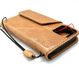 Echte, vollbraune Lederhülle für Apple iPhone 12 Mini, Buch-Brieftasche, Vintage-Luxus-Stil, Kreditkartenfächer, weicher Verschluss, Obermaserung, DavisCase