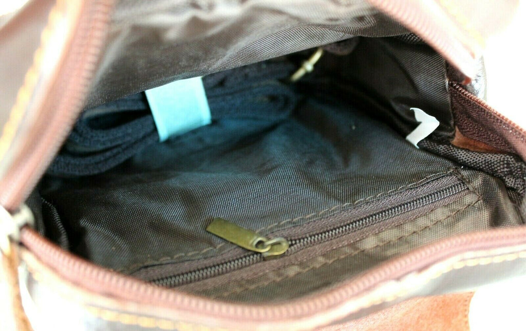 Men's genuine full grain leather waist pouch by DAVISCASE, vintage luxury crossbody bag with soft design and canvas belt detail.