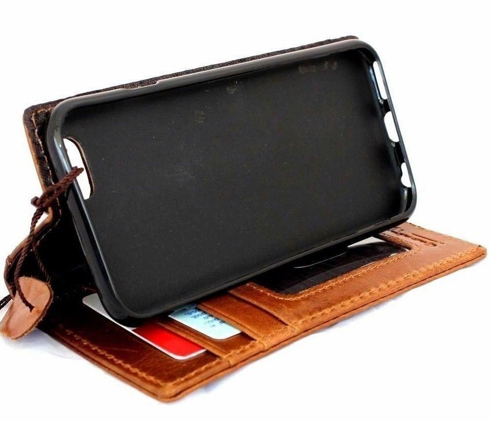 Genuine full leather iPhone 6/6s wallet case cover with credit holder, handmade luxury phone case in classic style.