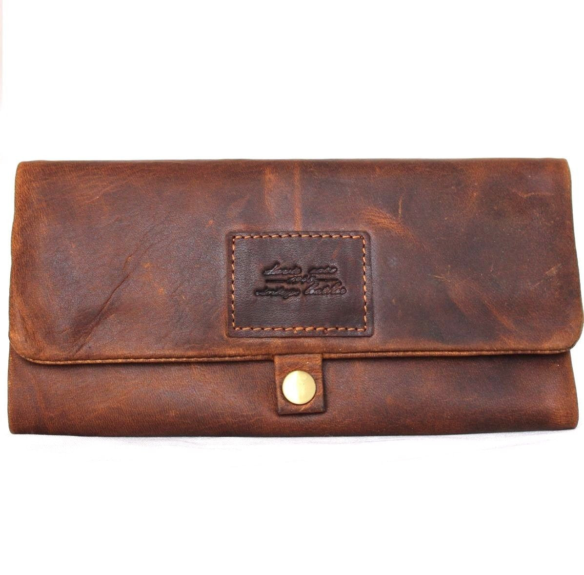Brown DAVISCASE genuine leather wallet and hookah cigarette tobacco pouch with rolling paper, men's retro case.