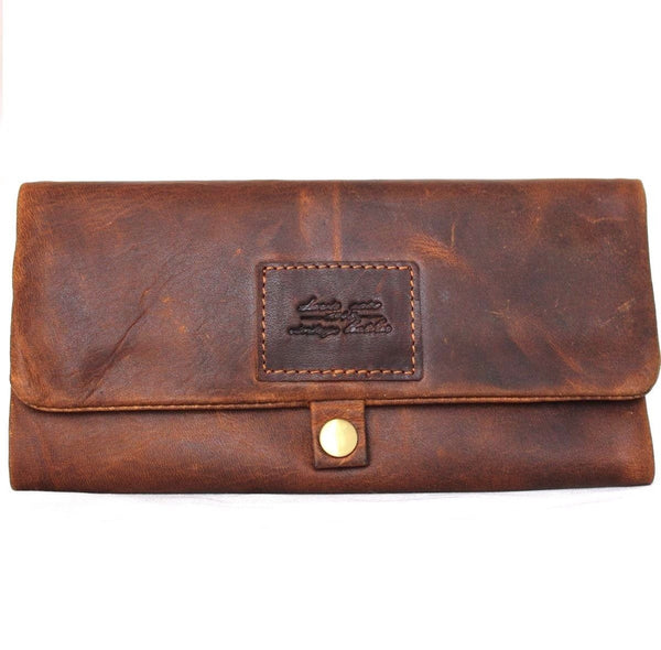 Genuine Leather Wallet Hookah Cigarette Tobacco Pouch Case Rolling Paper Retro brown daviscase