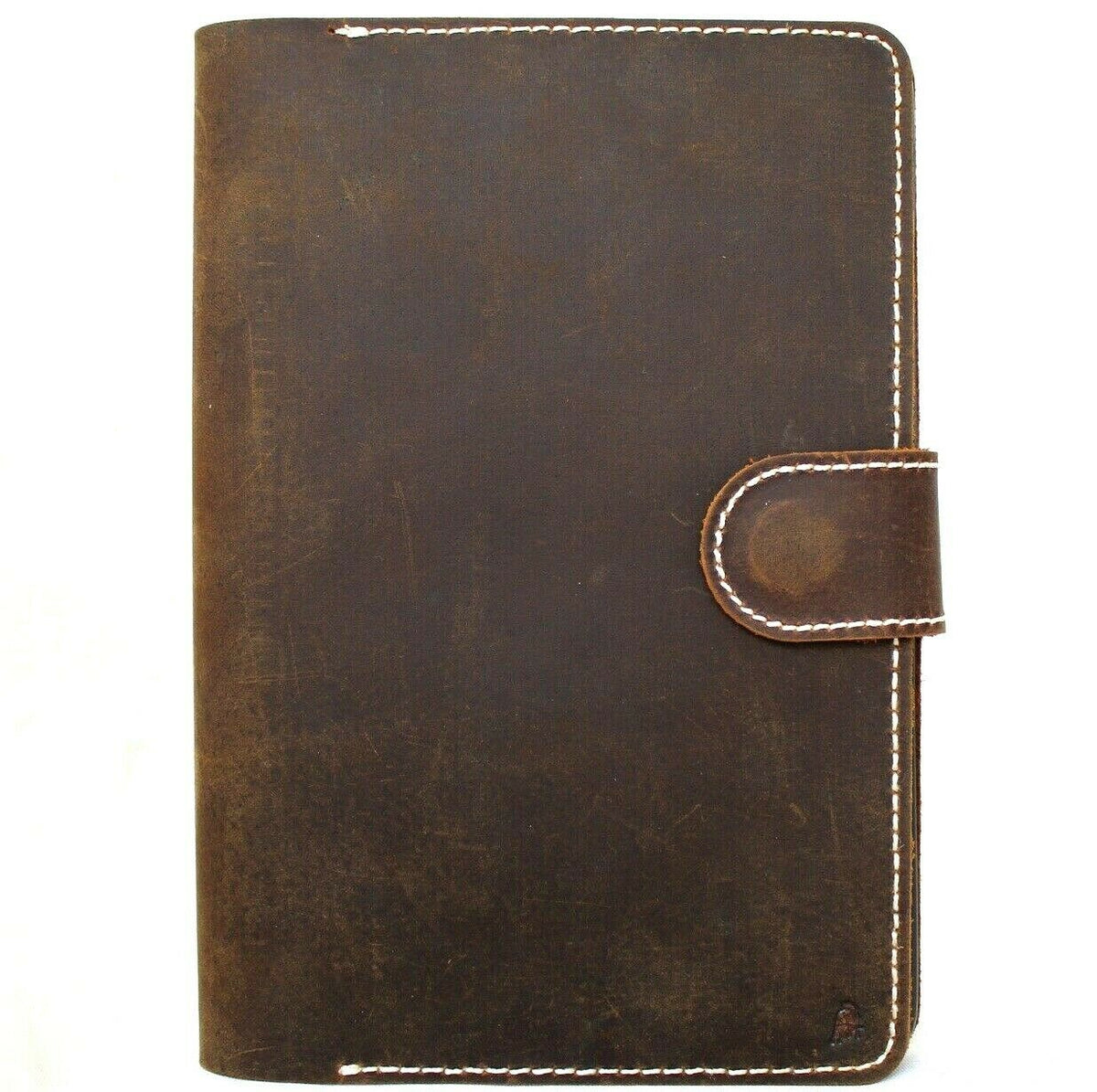 Genuine soft leather iPad Mini 6 case by DAVISCASE with card slots, vintage design, handmade, featuring pen holder and rubber accents.