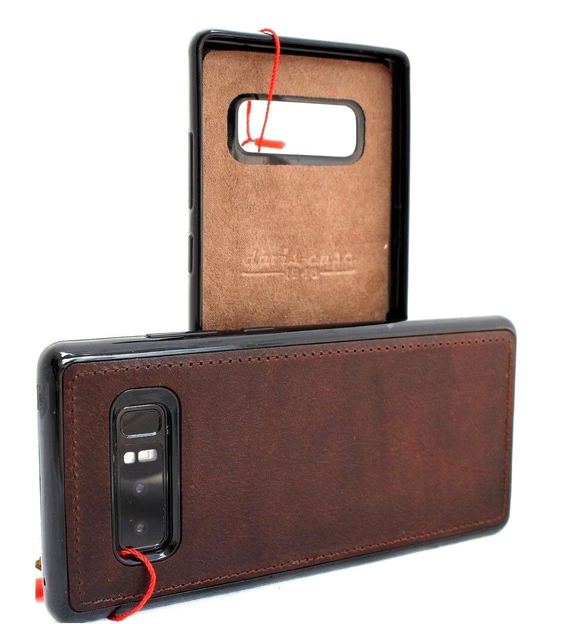 Vintage-style genuine leather Samsung Galaxy Note 8 book cover case with soft magnetic closure and slim rubber accents.