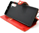 Genuine Real Leather case for Samsung Galaxy Note 10 book wallet cover luxury flip rubber Red Slim Design Strap Daviscase