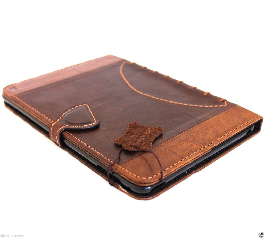 Genuine brown leather iPad mini 4 case cover with slim football design, crafted for a stylish and protective fit.