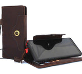 Genuine vintage leather case fo samsung galaxy note 9 book wallet closure cover cards slots brown slim strap daviscase 48