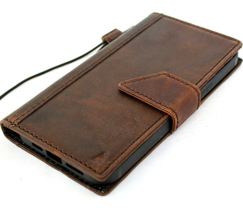 Genuine Leather Wallet Case For Apple iPhone 12 Pro Max Book Vintage Style ID Window Credit Card Slots Cover Wireless Top Grain Davis