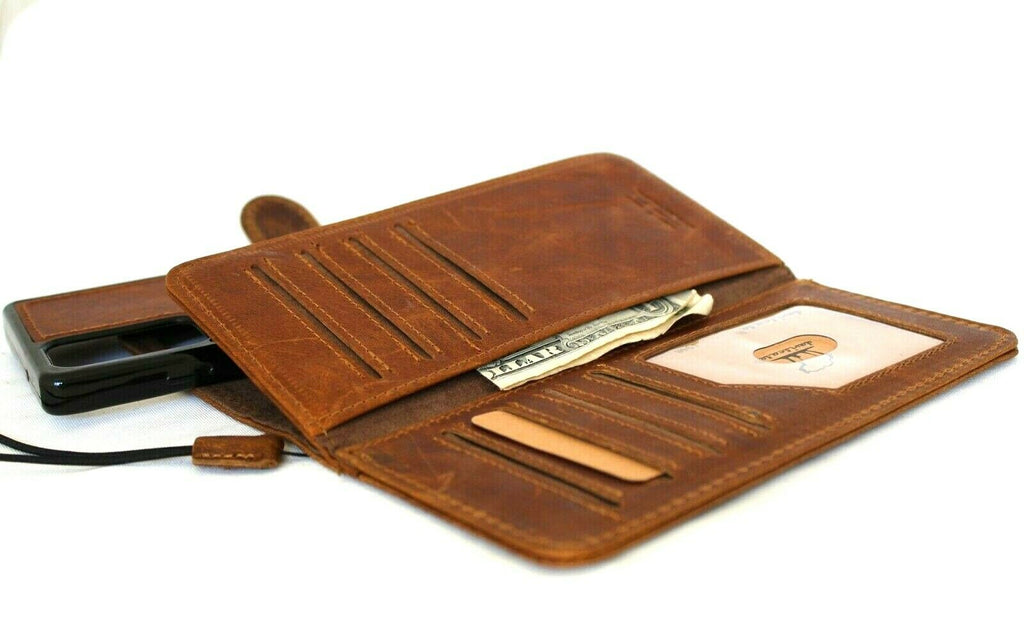 Genuine full leather Samsung Galaxy Note 20 5G case with wallet design, card window, magnetic stand, slim luxury style by DAVISCASE