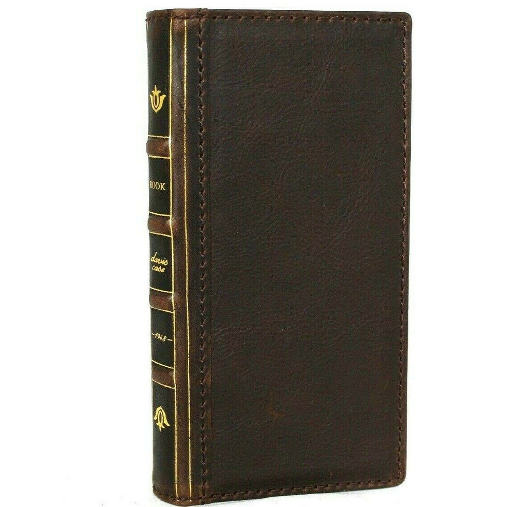 Genuine leather Galaxy S22 Plus 5G wallet case with Bible book design, card slots, wireless charging holder, by DAVISCASE.