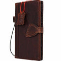 DavisCase genuine dark leather wallet phone case for iPhone SE 2 2020 with magnetic closure and card slots, slim design.