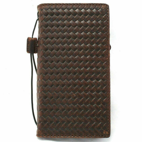 Genuine dark leather wallet case for Samsung Galaxy A71 4G with card holder and ID window, by DavisCase.