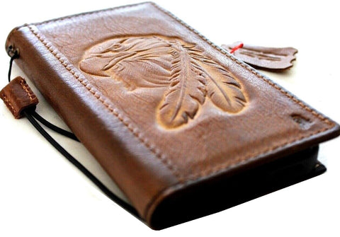 Genuine Leather Case For Apple iPhone 11 12 13 14 15 Pro Max 7 8 plus Eagle crafts falcon SE XS Wallet  Book Vintage Tan Style Credit Card Slots Cover Wireless Full Grain Davis luxury Mini Art Diy