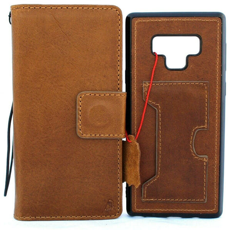 Genuine full leather case for Samsung Galaxy NOTE 9 book wallet cover soft vintage detachable multi cards slots slim holder ID window Wireless charging daviscase