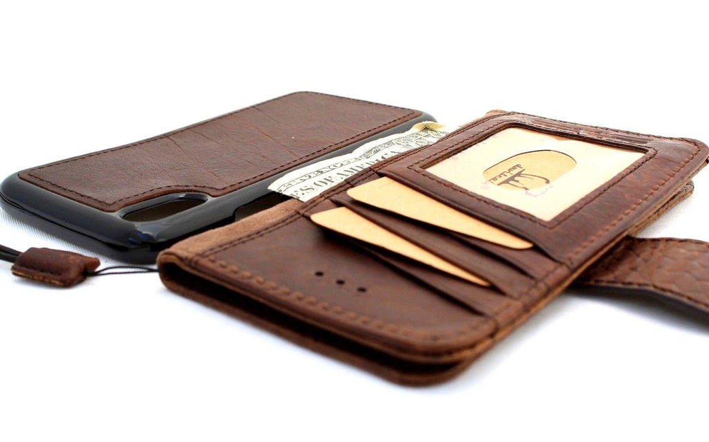 Genuine leather iPhone X case wallet by DAVISCASE with magnetic detachable credit holder, slim and luxury design.