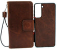 Genuine vintage leather wallet case for Samsung Galaxy S21 by DavisCase, with magnetic removable soft cover and card slots.