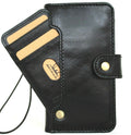 Black genuine leather iPhone 12 Mini case with vintage book wallet design, credit card slots, soft closure, by DAVISCASE.