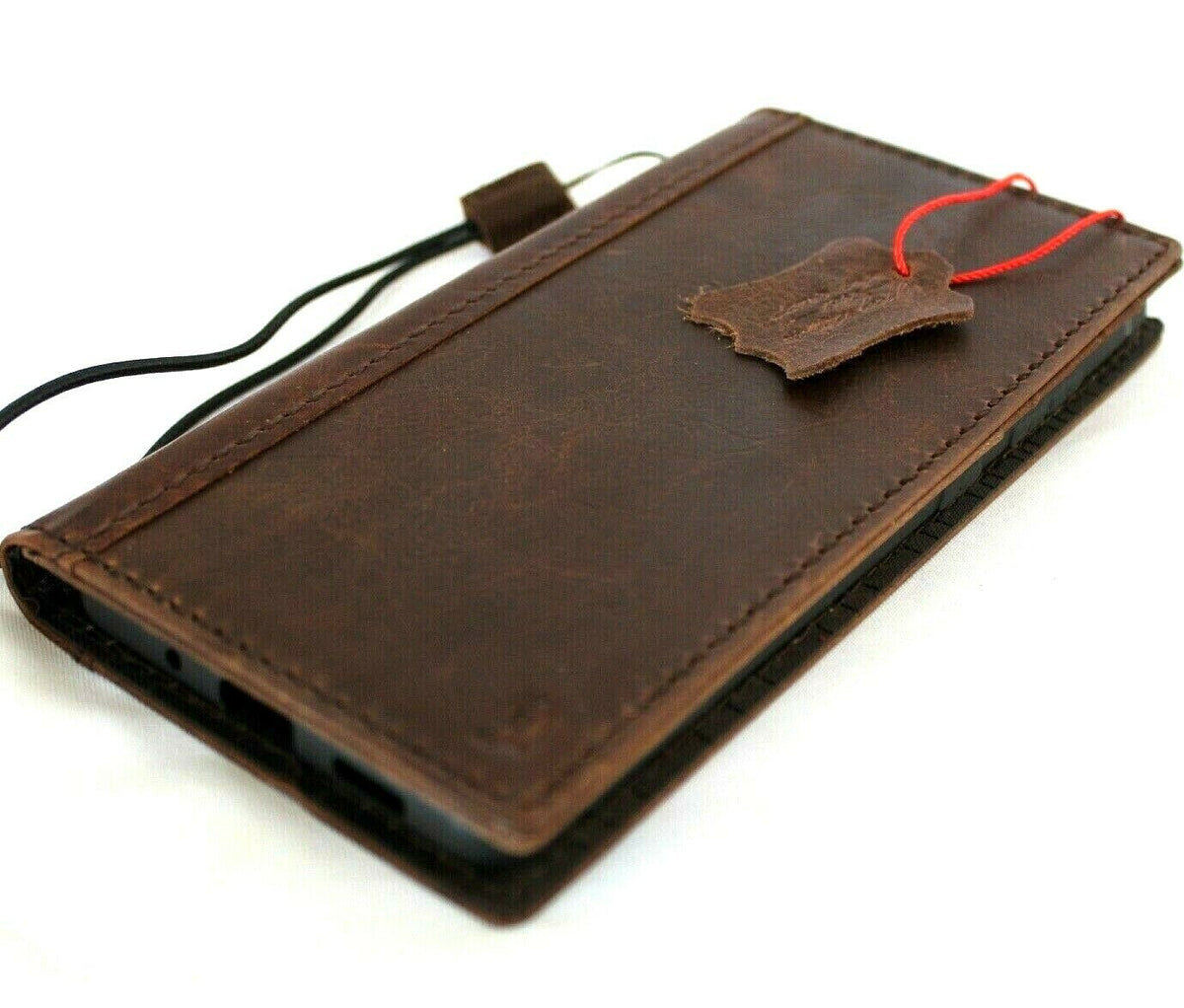 Genuine dark leather Samsung Galaxy S20 FE book wallet case by DAVISCASE with card slots, wireless charging holder, slim soft rubber design