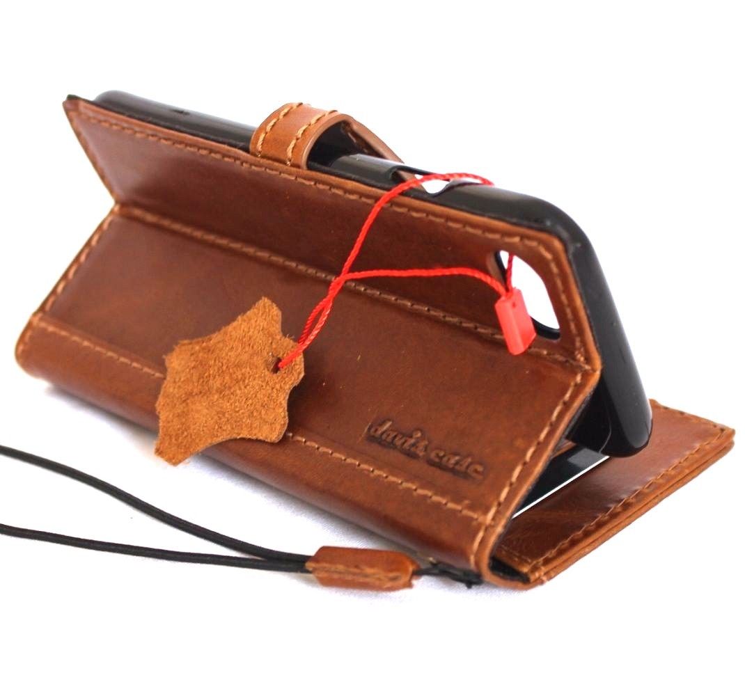 Genuine full leather iPhone 8 case with wallet design, card slots, magnetic closure, slim fit, for wireless charging, by D Davis Classic