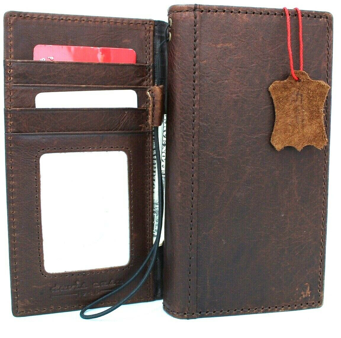 Genuine full leather Samsung Galaxy Note 10 case with slots, stand, window, and wireless charger compatibility, handmade luxury phone cover.