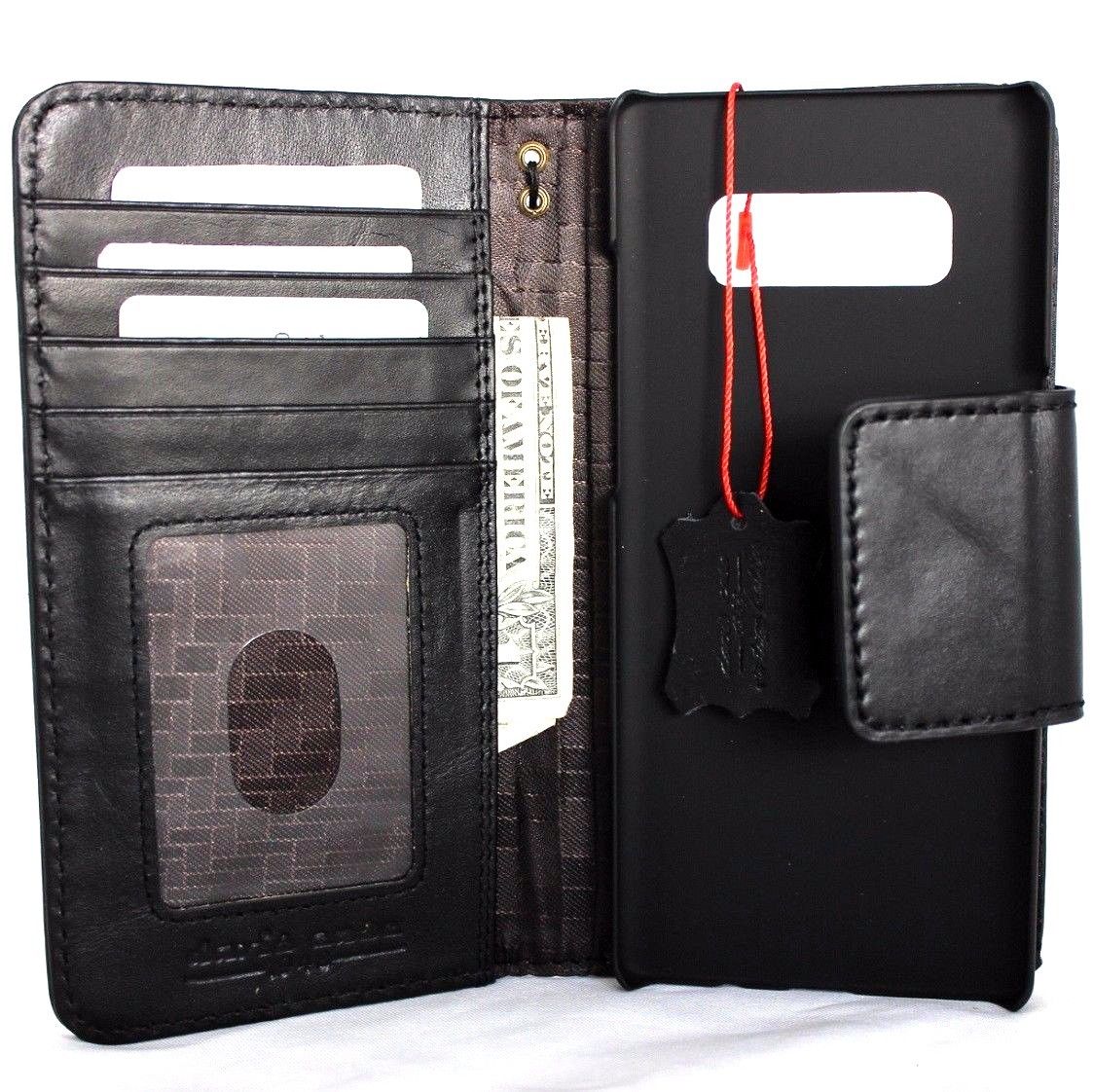 Vintage black leather Samsung Galaxy Note 8 book wallet case with magnetic closure, card slots, slim design by DAVISCASE