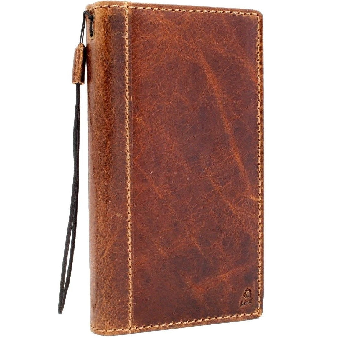 Genuine leather iPhone 8 Plus wallet case with card slots, slim vintage handmade design, luxury brand Daviscase 7.