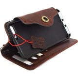 Genuine Natural leather iPhone 8 Plus Case Cover Wallet Credit Cards Holder Book Luxury Dark Brown DavisCase 1948