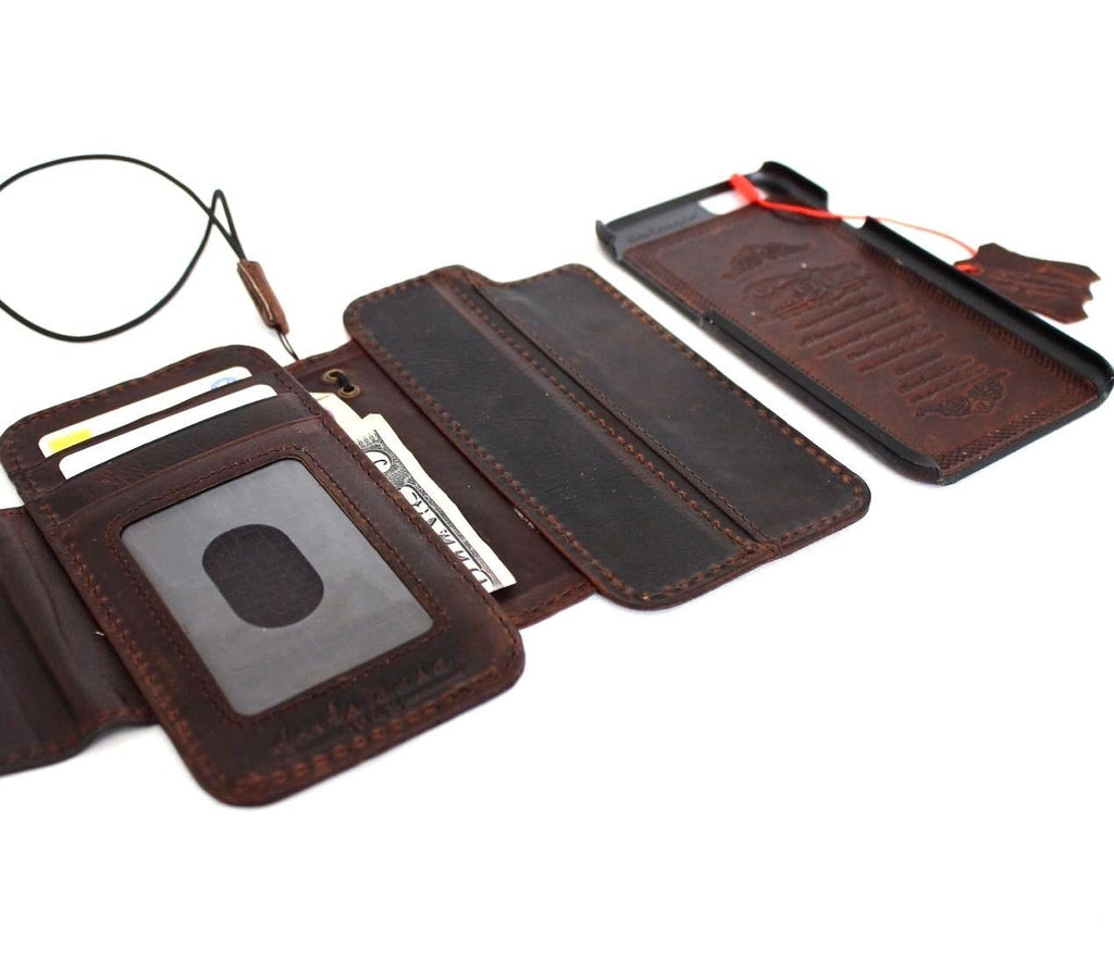 Handmade genuine Italian leather iPhone 6/6s wallet case with removable credit holder and secure book-style cover.