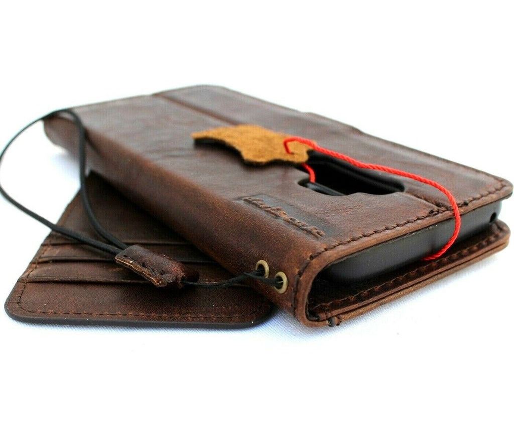 Genuine Italian leather Samsung Galaxy S9 wallet case with handmade design, rubber holder, and dark color for business use.