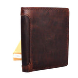 Men's Genuine Vintage Leather Wallet Italian Natural Skin Coin Money Pocket Purse Retro Style Luxury Brown Daviscase